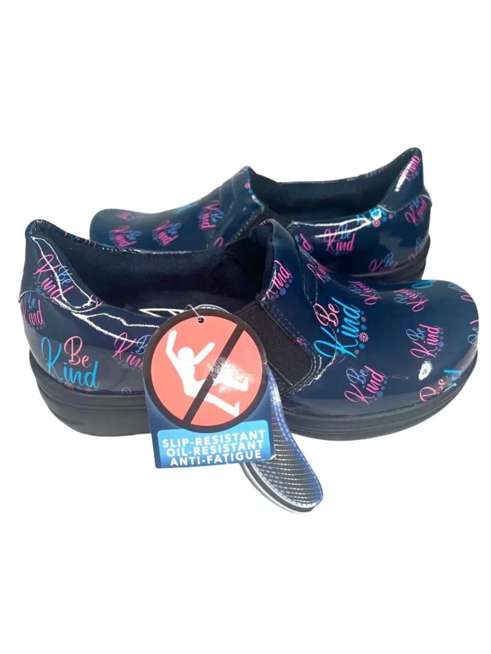 Easy Works Be Kind Clogs 6W Navy Pink Slip Resistant Nursing Comfort Shoes - Picture 11 of 14